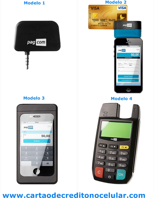 PagCom - Modelos de leitores de cartões de Crédito e Débito para Celulares e Tablets